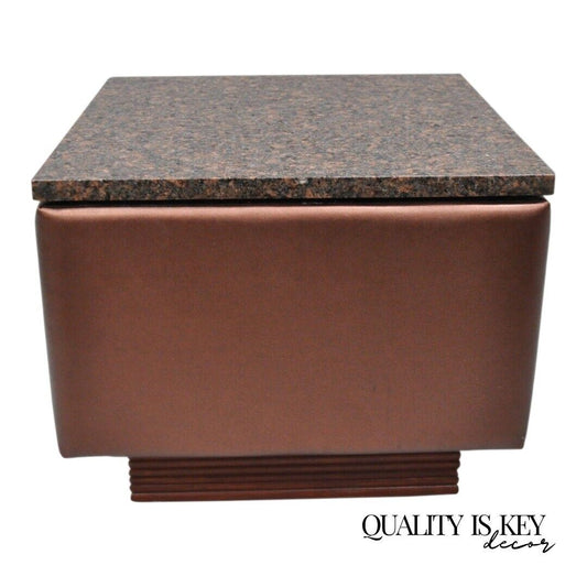 Modern Marble Top Upholstered Square Side Table by Showtime Exhibit Builders