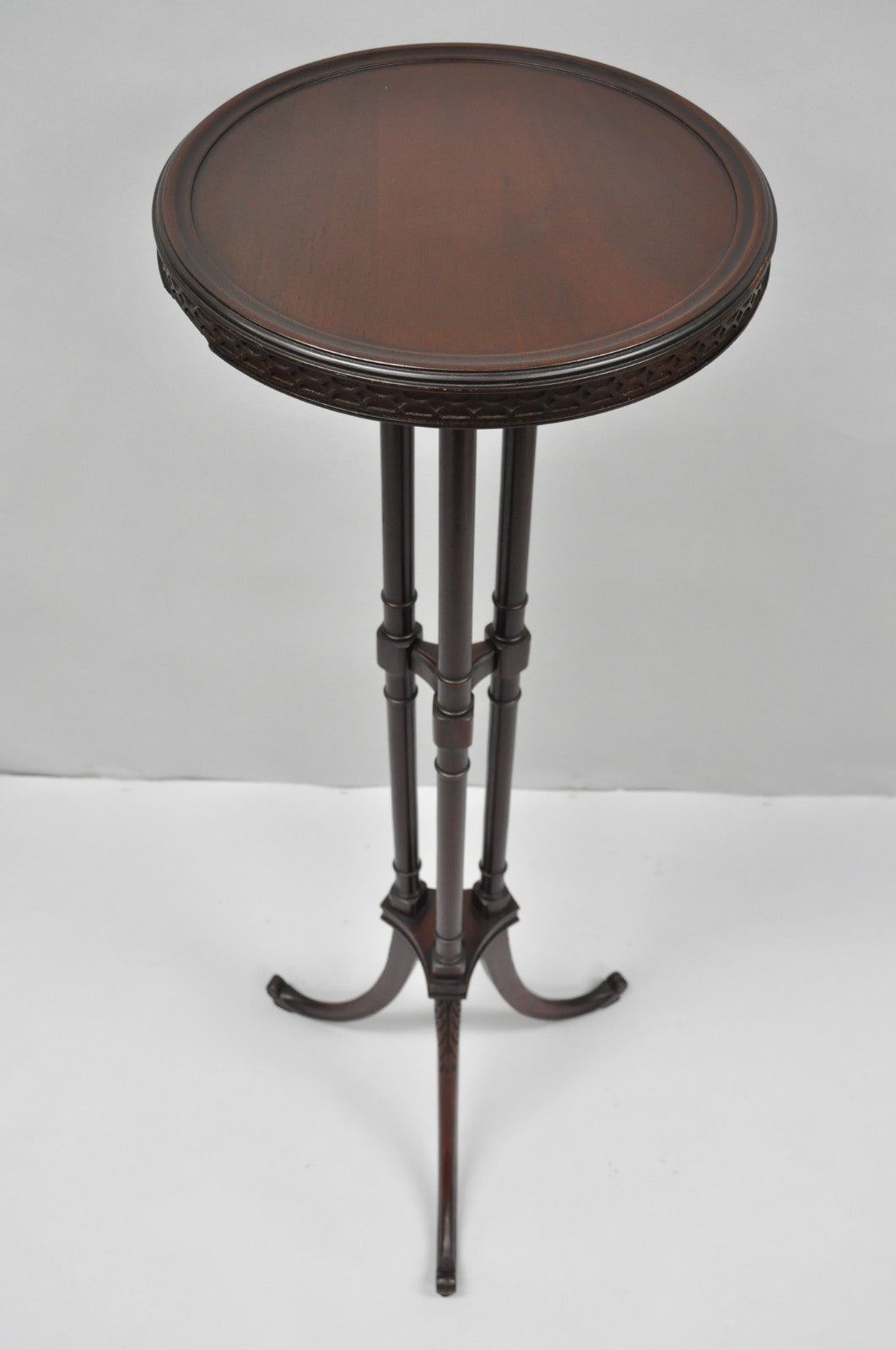 Vintage Mersman Regency Style Mahogany 46" Tall Pedestal Plant Stand Table