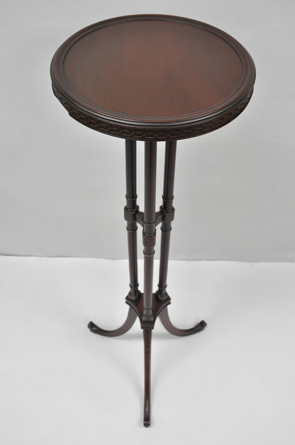 Vintage Mersman Regency Style Mahogany 46" Tall Pedestal Plant Stand Table