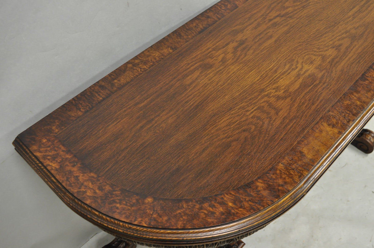 Antique Italian Renaissance Figural Carved Griffin Oak Flip Top Library Table