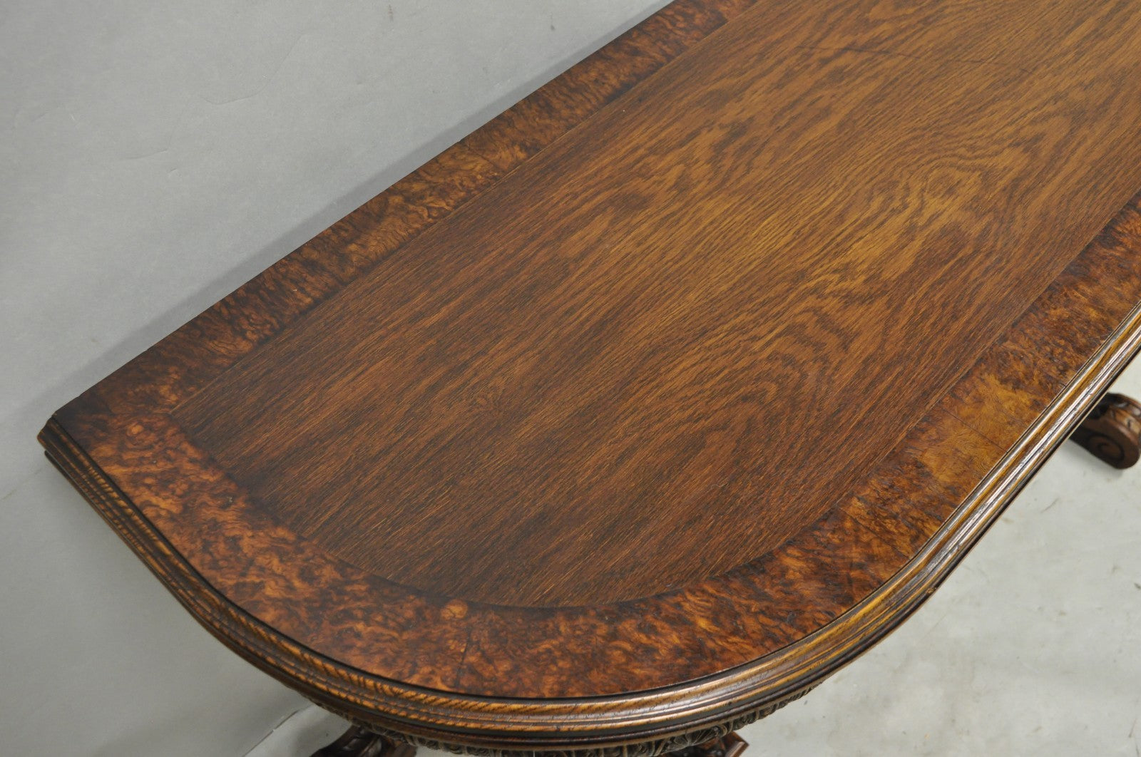 Antique Italian Renaissance Figural Carved Griffin Oak Flip Top Library Table