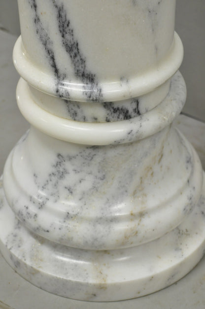 Vintage Italian Classical White Marble Column Form Round 32" Pedestal Bust Stand