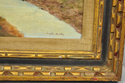 Vintage Angela Dudley "Lake Garda. Italy" Italian Hollywood Regency Oil Painting