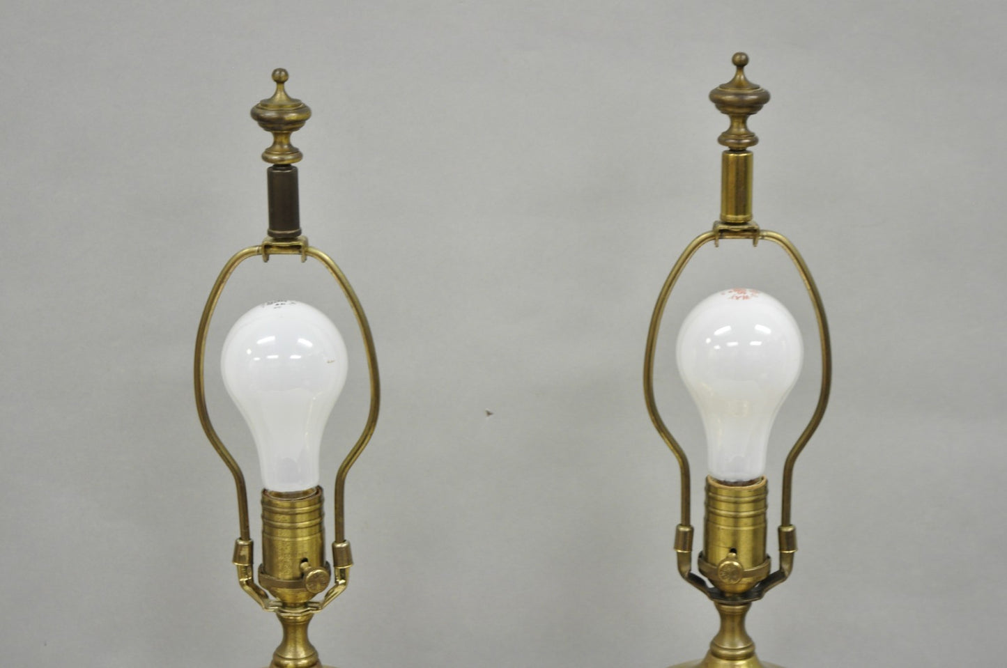 Vintage Chinoiserie Gold Porcelain Jardiniere Table Lamps by Wildwood - a Pair
