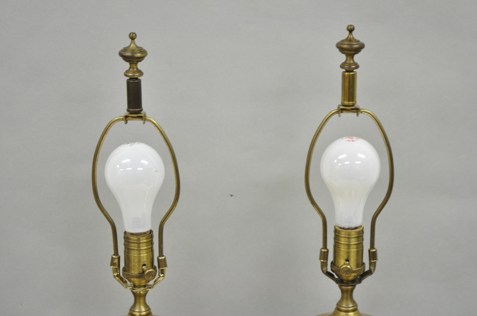 Vintage Chinoiserie Gold Porcelain Jardiniere Table Lamps by Wildwood - a Pair