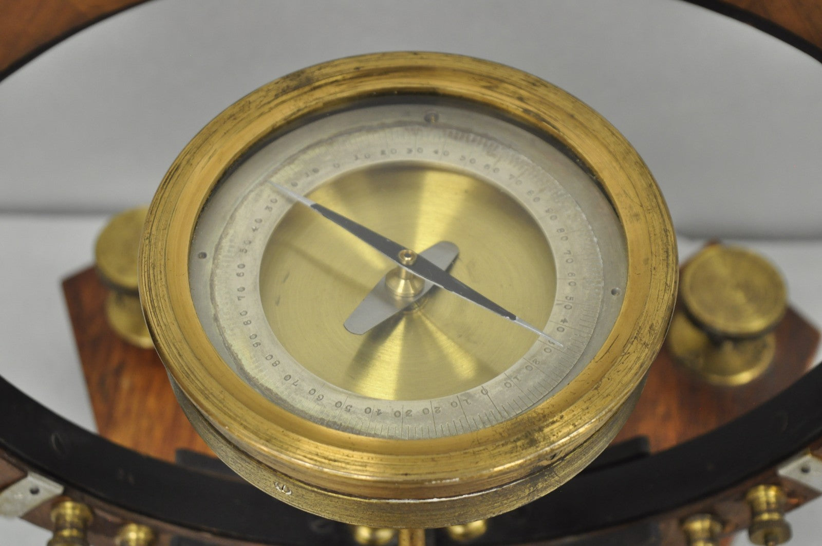 Antique Victorian Wood & Brass Tangent Galvanometer Lab Electrical Equipment