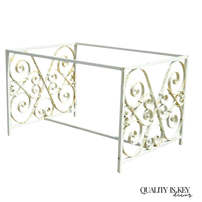 Antique French Art Nouveau Wrought Iron Scrollwork Coffee Table Base, No Top