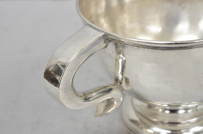 Antique Regency Silver Plated Thick Twin Handle Hand Hammered Trophy Cup Bowl