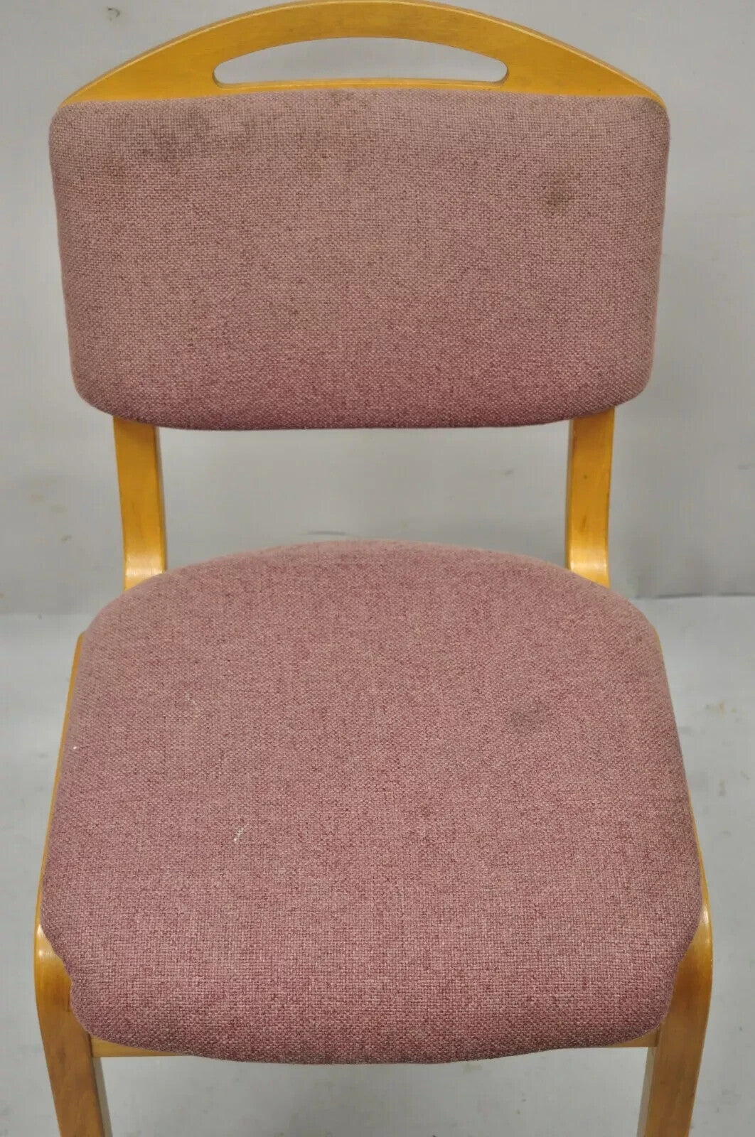 Vintage Sauder Designare Mid Century Modern Pink Bentwood Stacking Side Chair