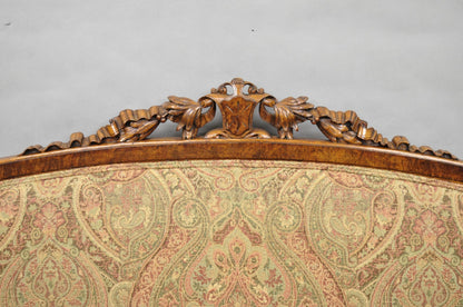 Antique Eastlake Victorian Carved Burl Walnut Parlor Set Sofa & 2 Chairs - 3 Pcs