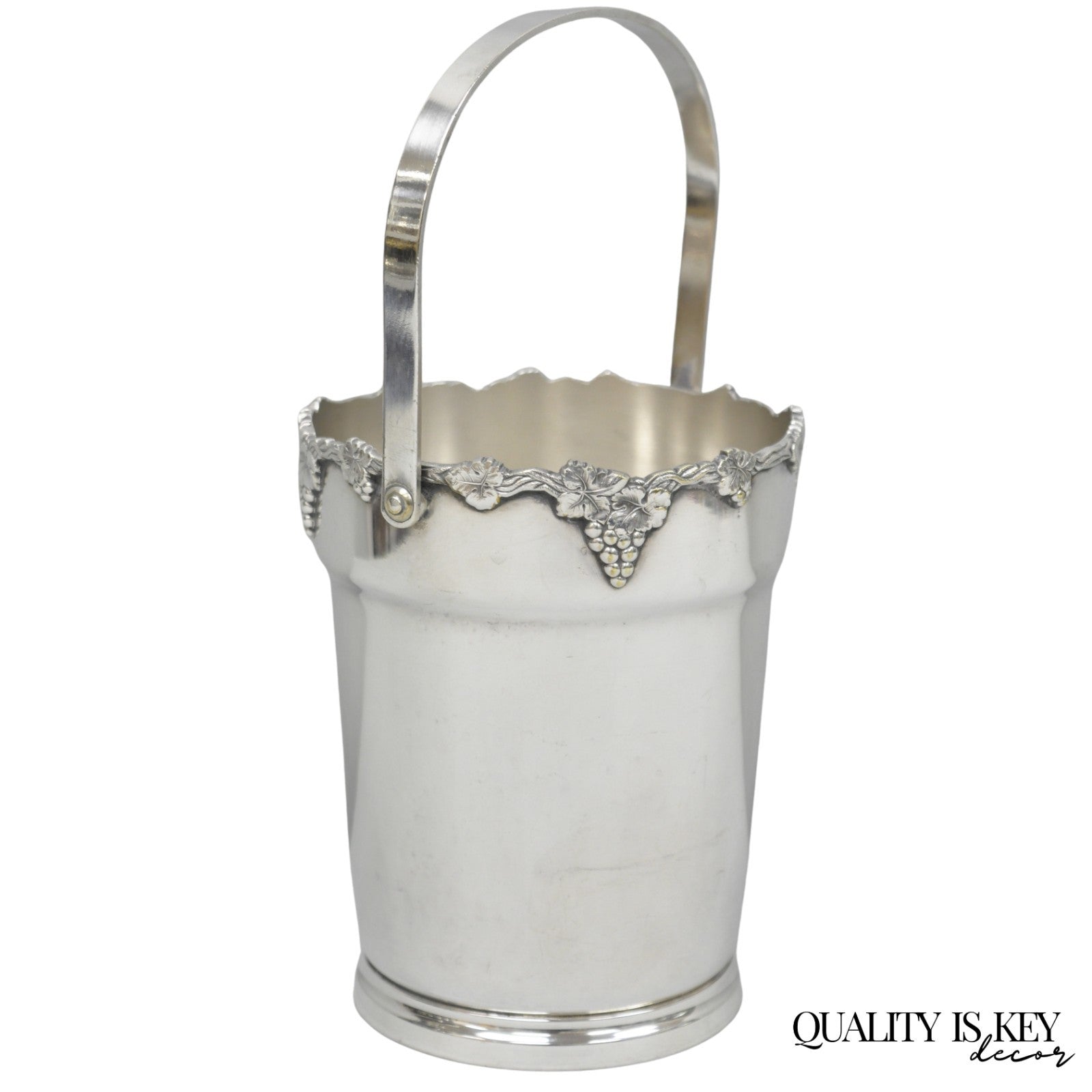 Vintage Victorian Prata 90 Silver Plated Small Bar Champagne Ice Bucket w Handle
