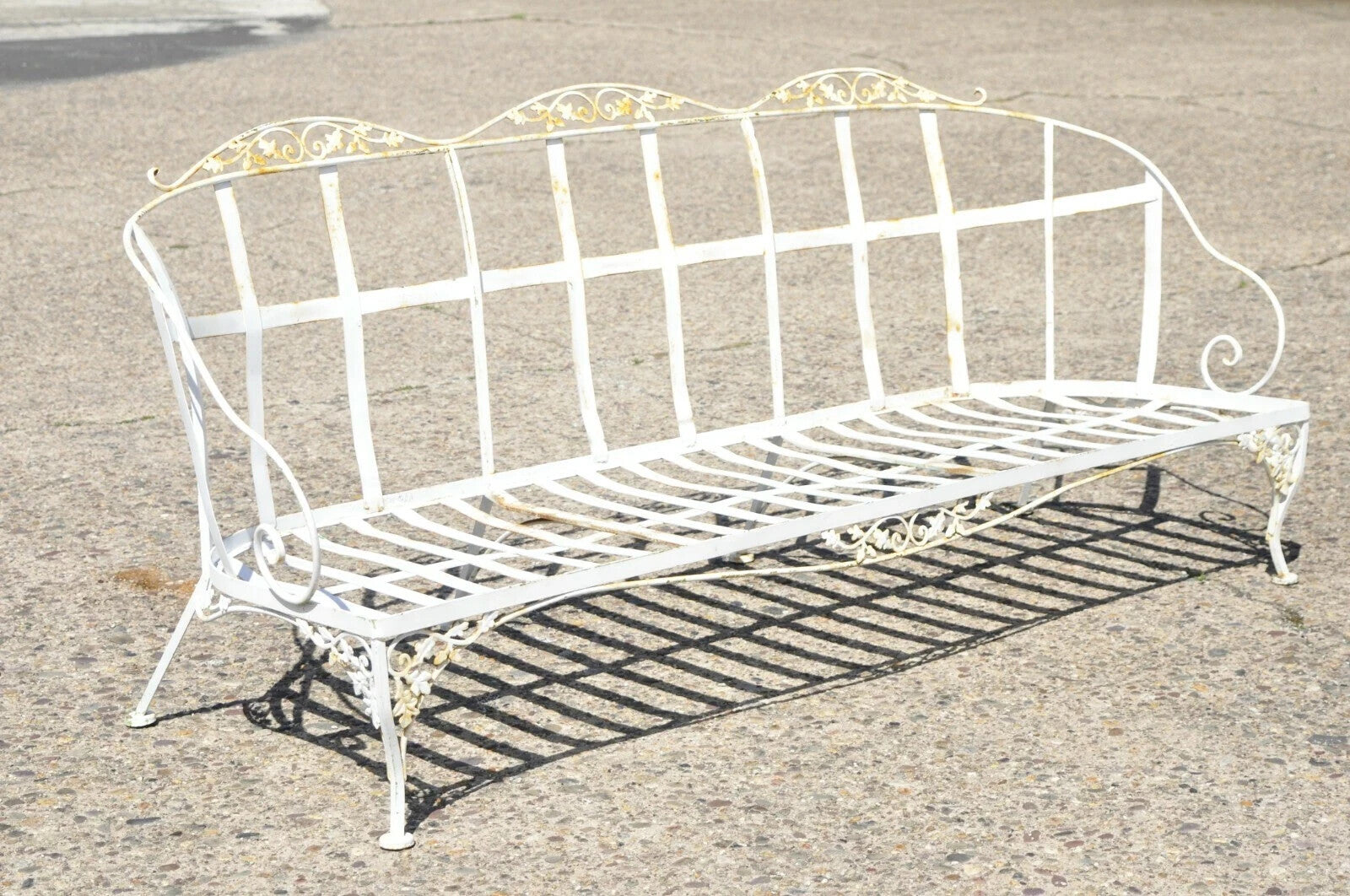 Vintage Woodard Chantilly Rose Wrought Iron 3 Seat Garden Patio Sunroom Sofa