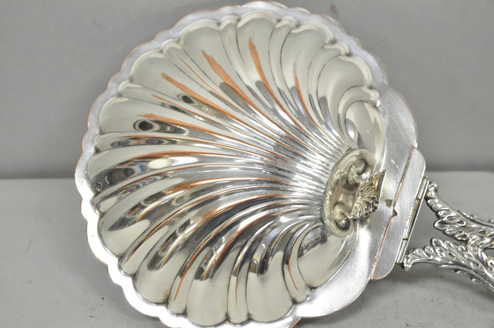 Antique English Regency Silver Plated Clam Shell Table Butler Serving Dish