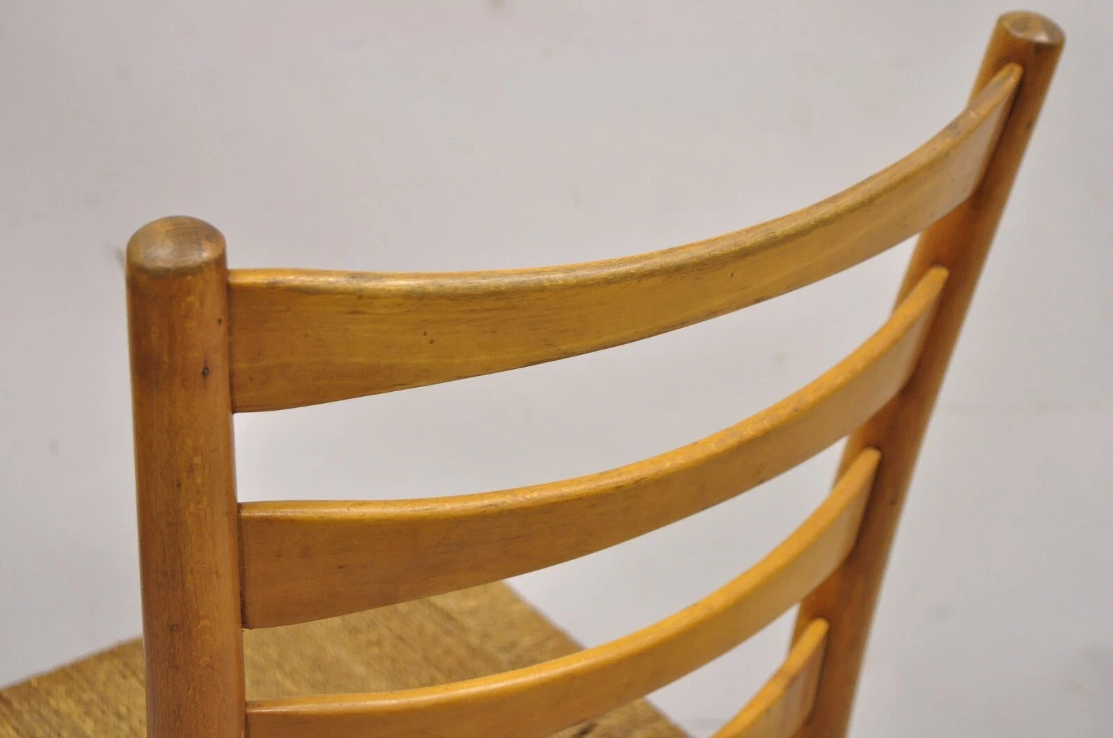 Vintage Gefa Gemla Mid Century Danish Modern Ladderback Rush Seat Side Chair