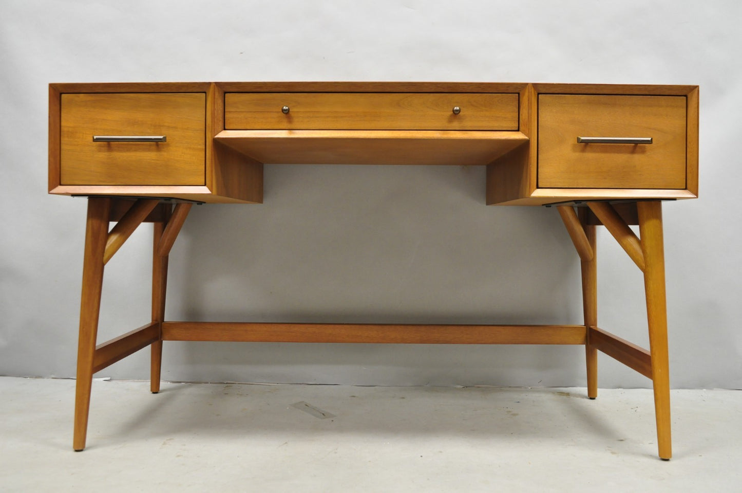 West Elm Williams Sonoma Mid Century Modern Acacia Teak Style Writing Desk (B)