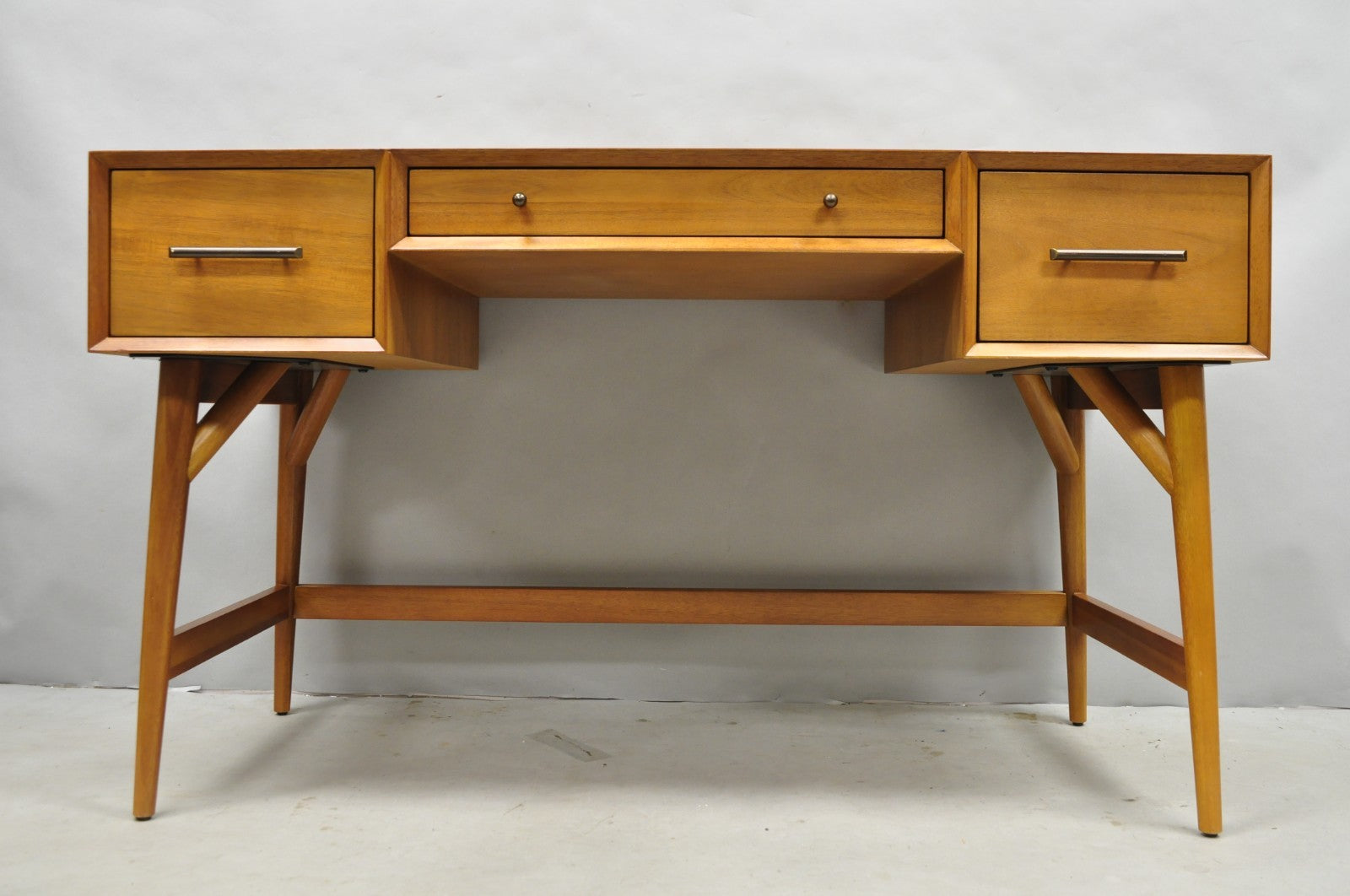 West Elm Williams Sonoma Mid Century Modern Acacia Teak Style Writing Desk (B)