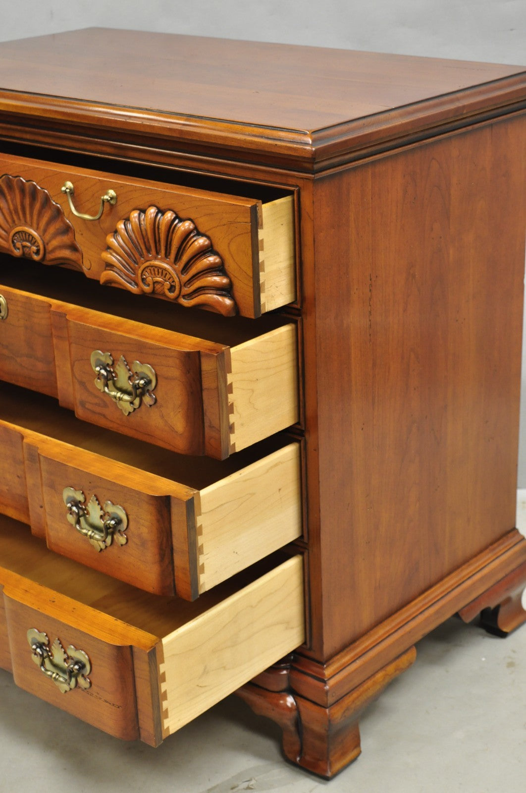 Vintage Georgian Cherry 3 Drawer Block Front Bachelor Chest Dresser by Harden