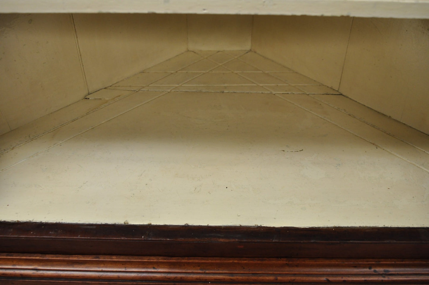 Antique Colonial Primitive Cherry Wood Glass Front Corner China Cabinet Cupboard