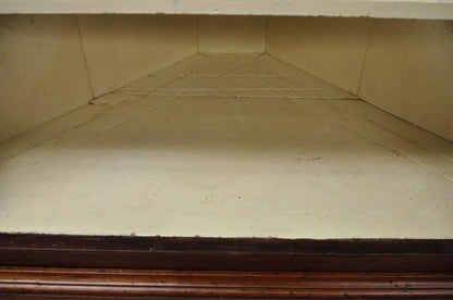 Antique Colonial Primitive Cherry Wood Glass Front Corner China Cabinet Cupboard