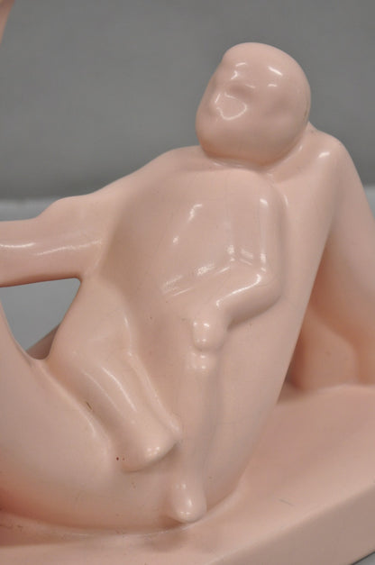 Vintage Royal Haeger "Mother and Child" Pale Pink Ceramic Statue Sculpture