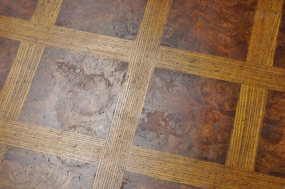 Vintage Baker Barley Twist Oak & Burlwood Parquetry Octagonal Coffee Table
