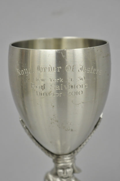 Vintage Royal Order of Jesters Figural Pewter Metal Mirth is King Award Goblet