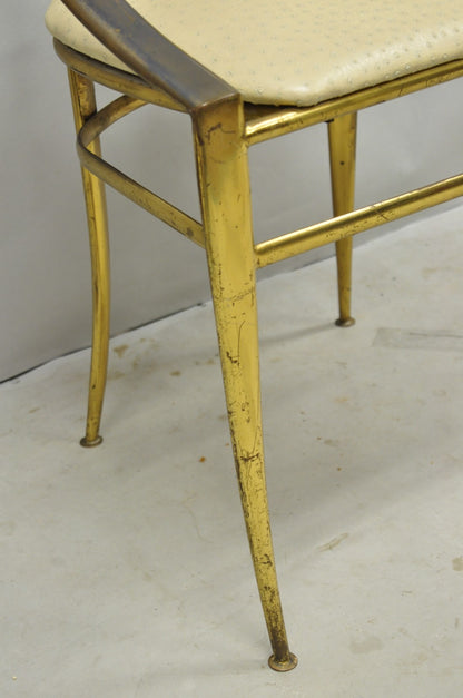 Vintage Italian Hollywood Regency Sculptural Brass Chiavari Style Accent Chair