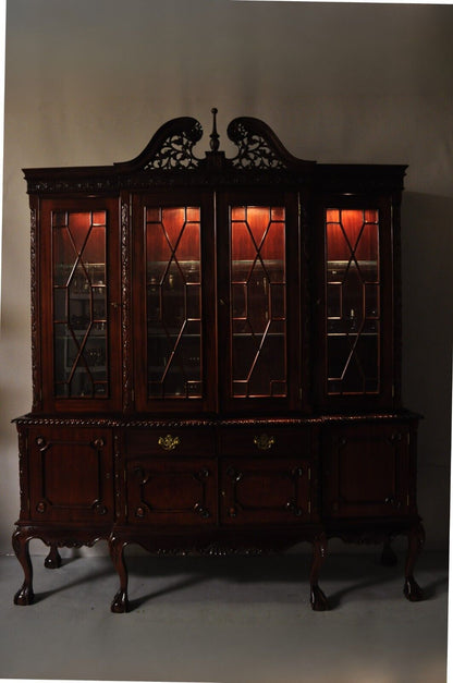 Chippendale Mahogany Ball & Claw Breakfront China Cabinet by Baker of London