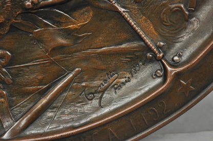 1893 World's Fair Columbian Exhibition Christopher Columbus Bronze Charge Plaque