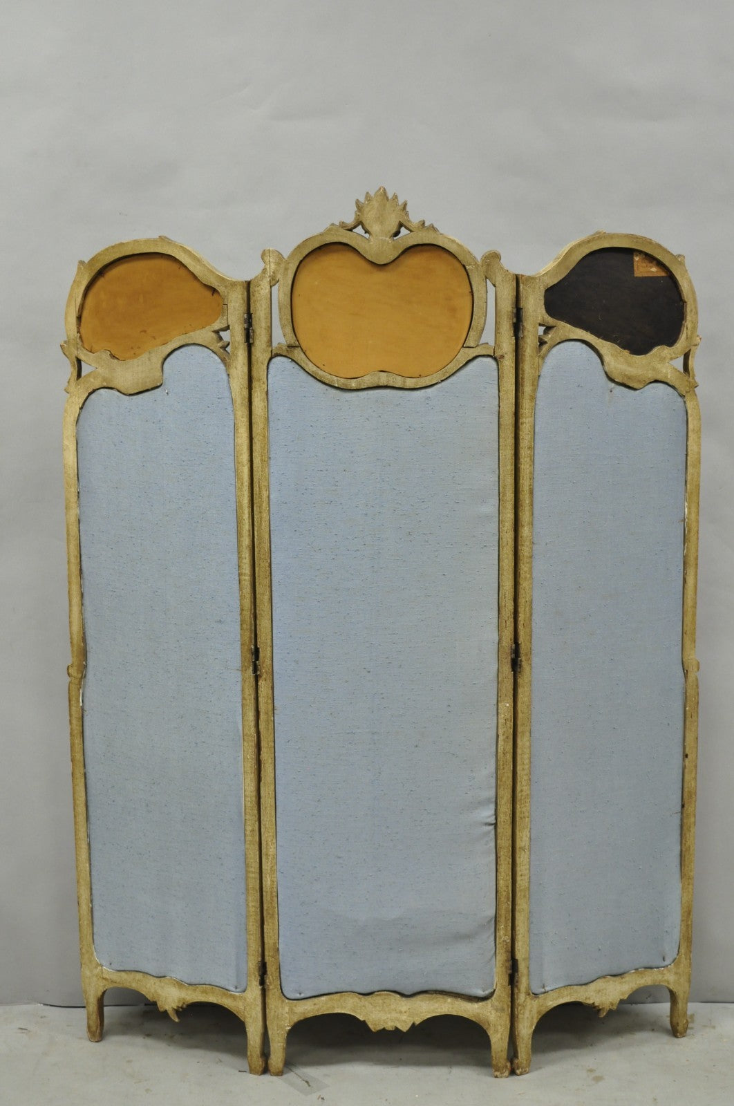 Antique French Louis XV Hand Painted Petite 3 Panel Folding Dressing Screen
