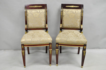 Vintage French Empire Mahogany Side Chairs with Bronze "Sphinx" Ormolu - a Pair