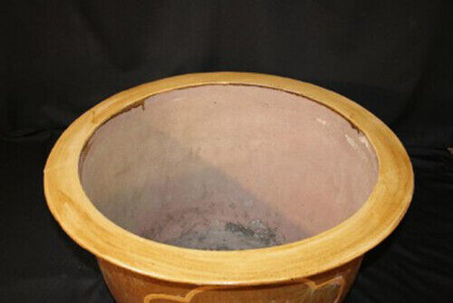Chinese Chinoiserie Panda & Bamboo Pottery Jardiniere Garden Planter Flower Pot