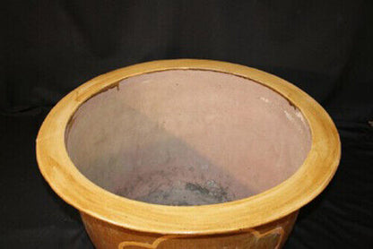 Chinese Chinoiserie Panda & Bamboo Pottery Jardiniere Garden Planter Flower Pot