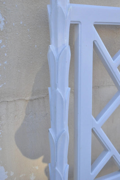 Vintage Hollywood Regency Faux Bois Bamboo Fretwork Tall Post King Bed Headboard