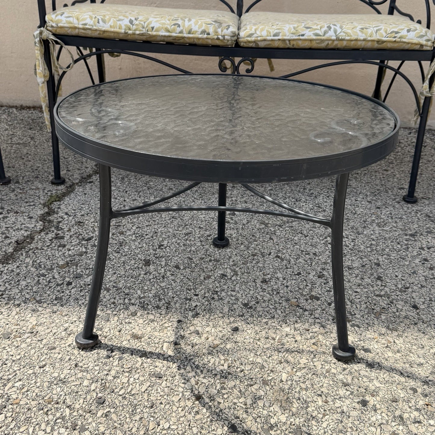 Contemporary Scrolling Wrought Iron Patio Loveseat & Arm Chair Set - 4 pcs