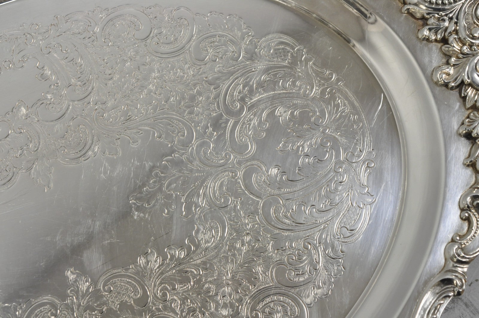 Vintage Baroque by Wallace 293F Victorian Silver Plated Oval Bar Serving Tray