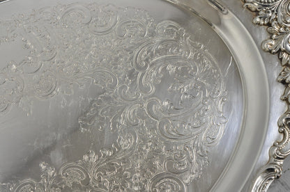 Vintage Baroque by Wallace 293F Victorian Silver Plated Oval Bar Serving Tray