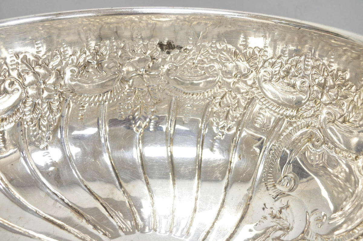 Vintage English Sheffield Kentshire Silver Plated Punch Bowl Set w 12 Footed Cup
