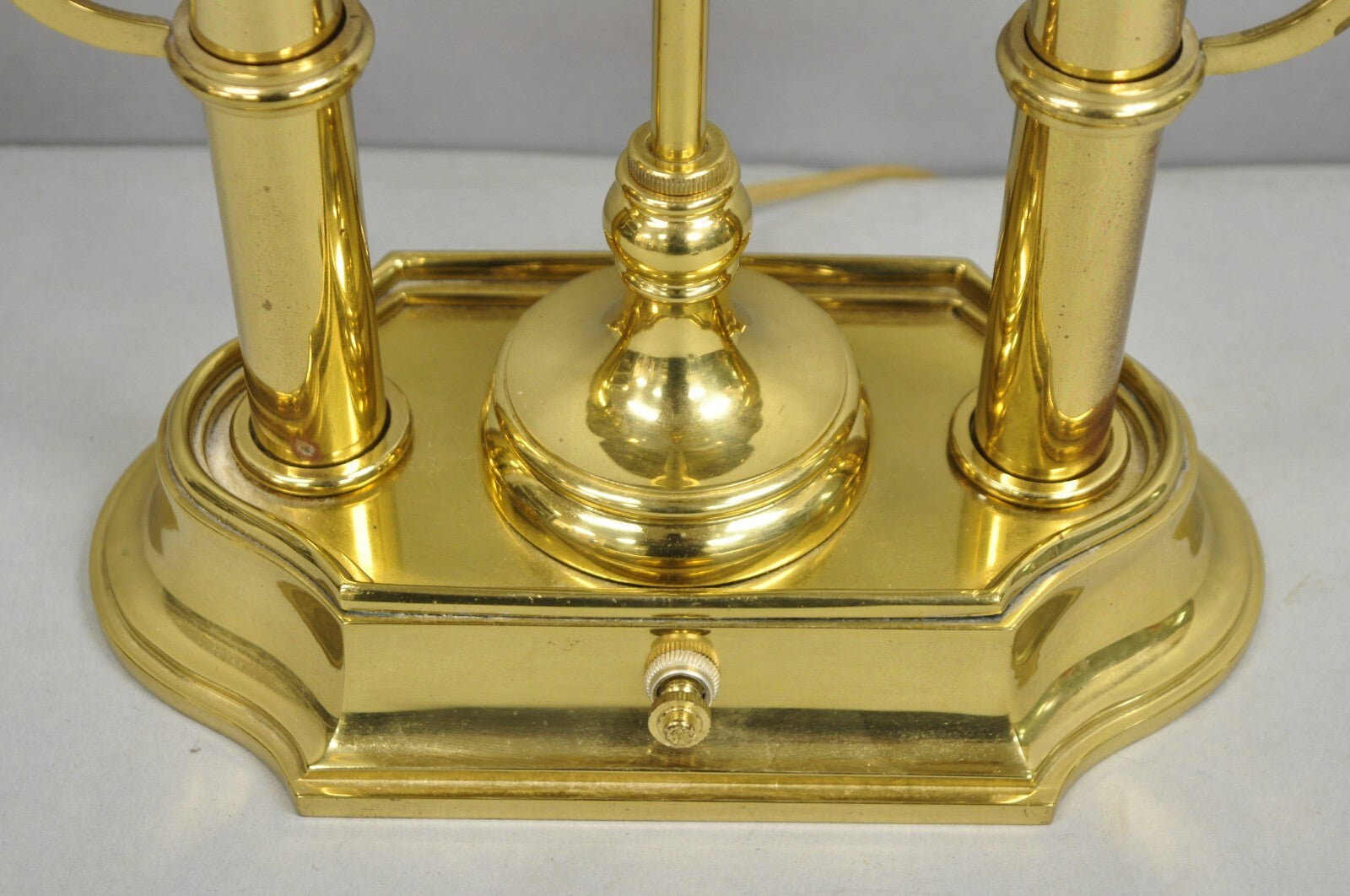 Vintage French Empire Brass Candlestick Tole Metal Bouillotte Desk Table Lamp