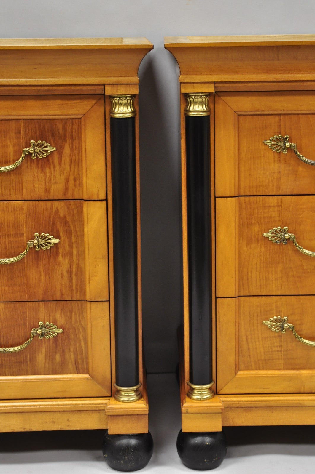 Thomasville Grand Classics Empire Biedermeier Maple Bachelor Chest Dresser, Pair