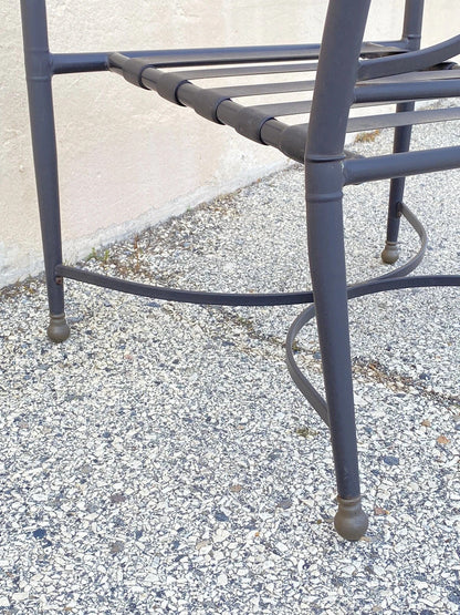 Neoclassical Regency Aluminum & Steel Metal Outdoor Patio Arm Chair - Set of 4