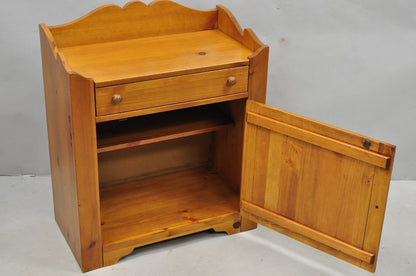 Vintage Broyhill USA Colonial Style Pine Wood Washstand Side Table Cabinet