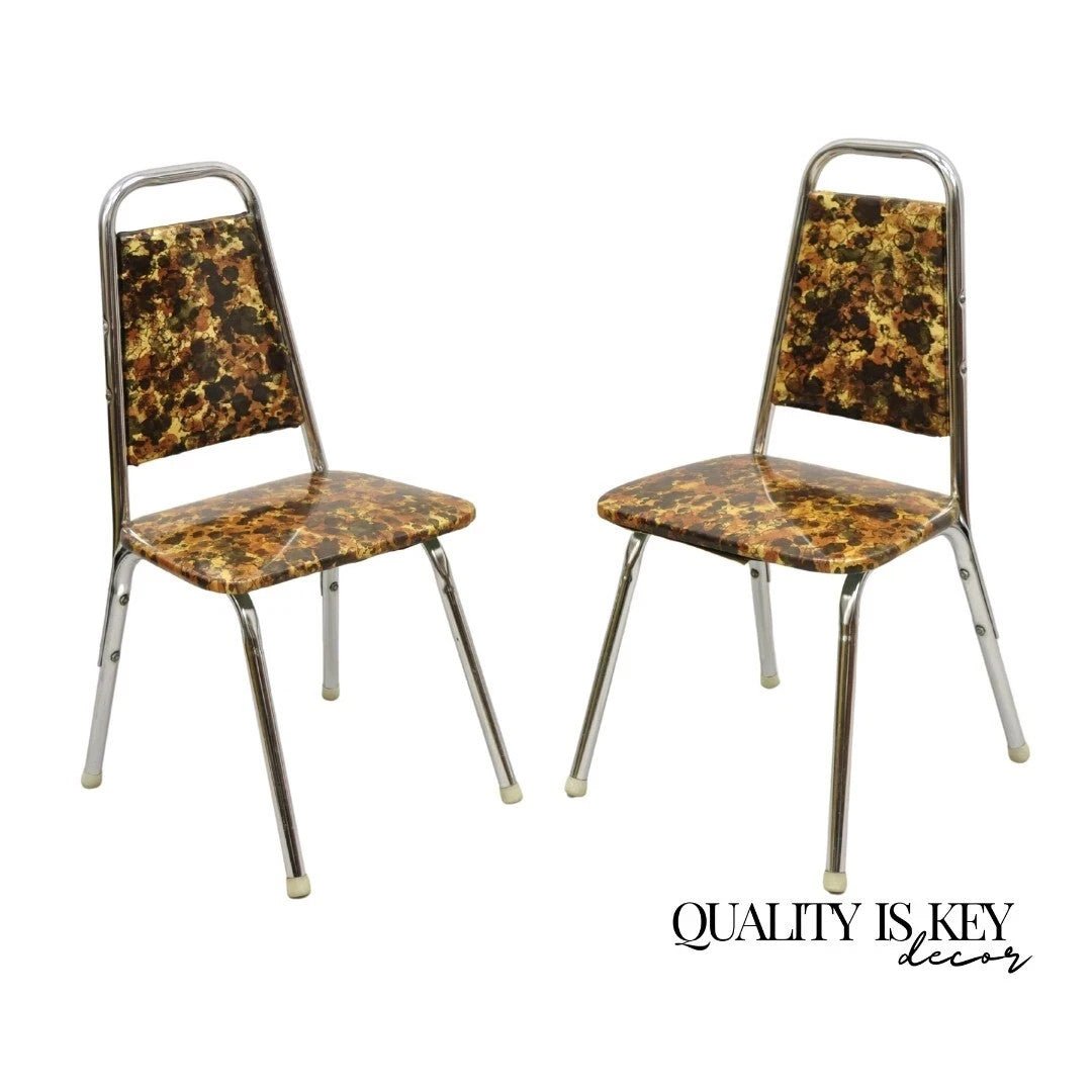 Vintage Children's Small Mid Century Tubular Metal Kitchen Side Chairs - A Pair