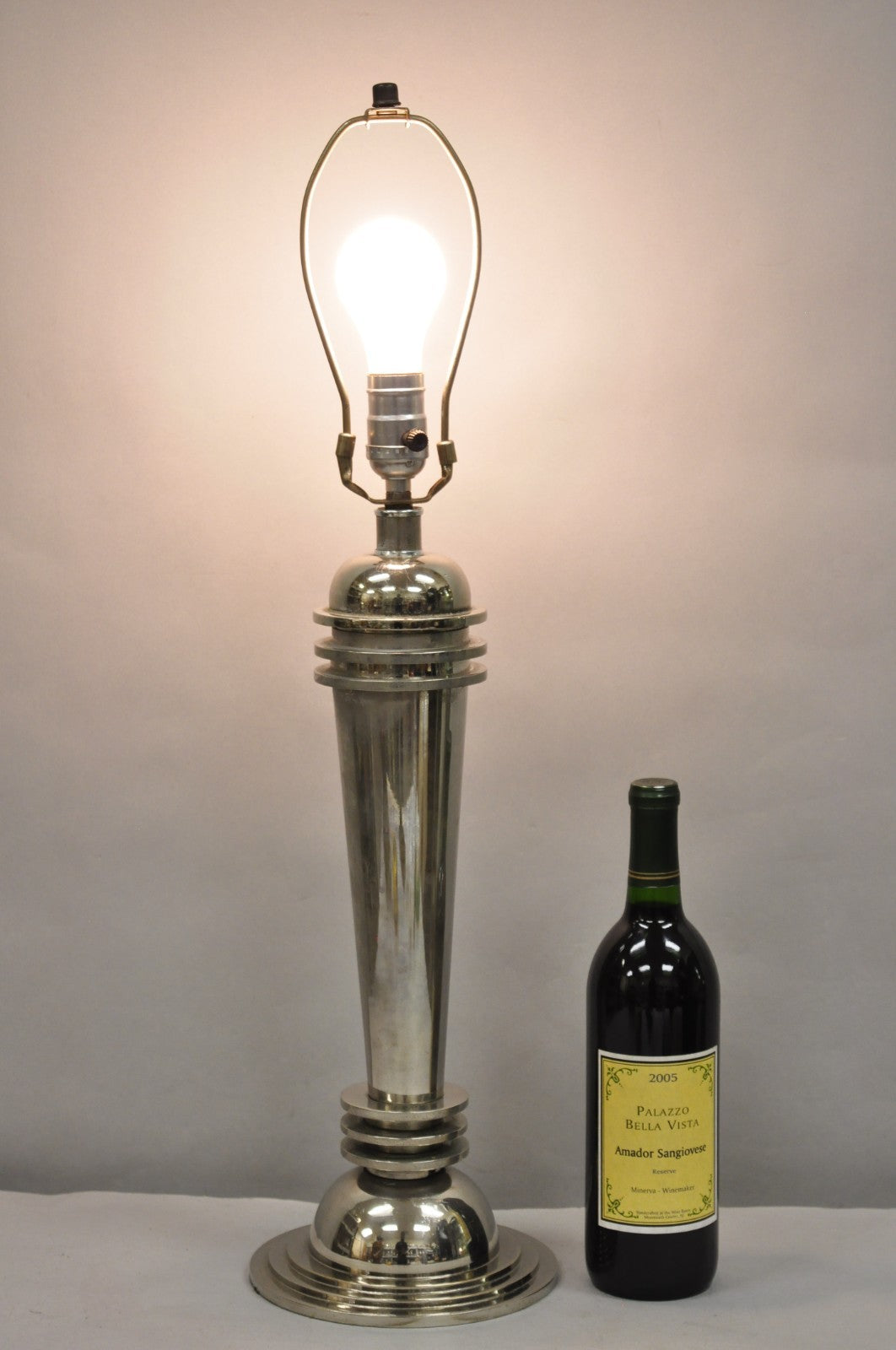 Vintage Frederick Cooper Art Deco Style Chrome "Atomic" Steel Table Lamp