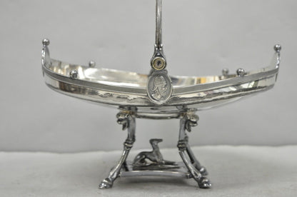 Antique Reed & Barton English Regency Figural Bread Basket w Whippet Dog Base