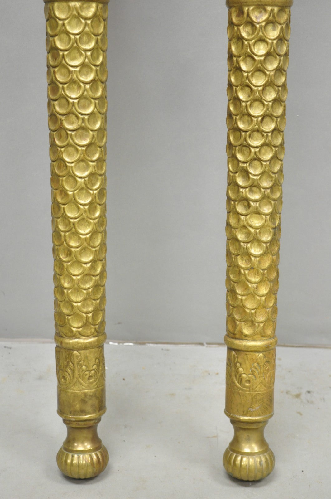 Vintage Italian Regency Neoclassical Large Brass Lion Sconce Door Handles Pair