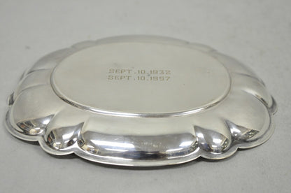 Antique Gorham YC 644 Engraved Silver Plated Small Scalloped Serving Dish