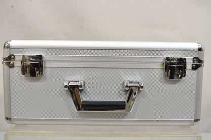 Modern Silver Aluminum Metal 17" Carrying Case Storage Box