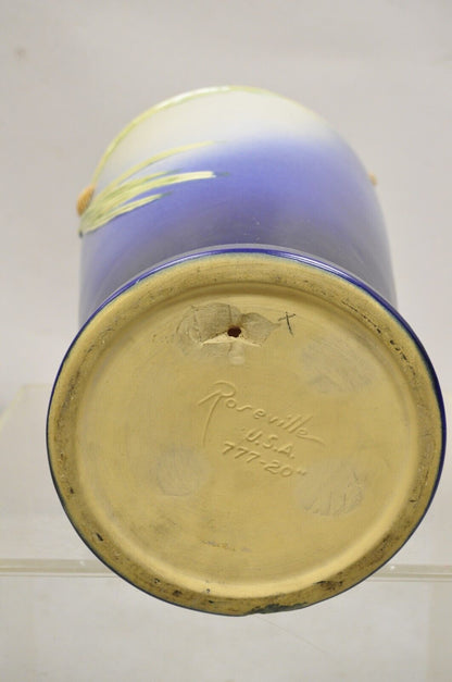 Vintage Roseville Pottery Pine Cone Umbrella Stand in Blue #777-20"