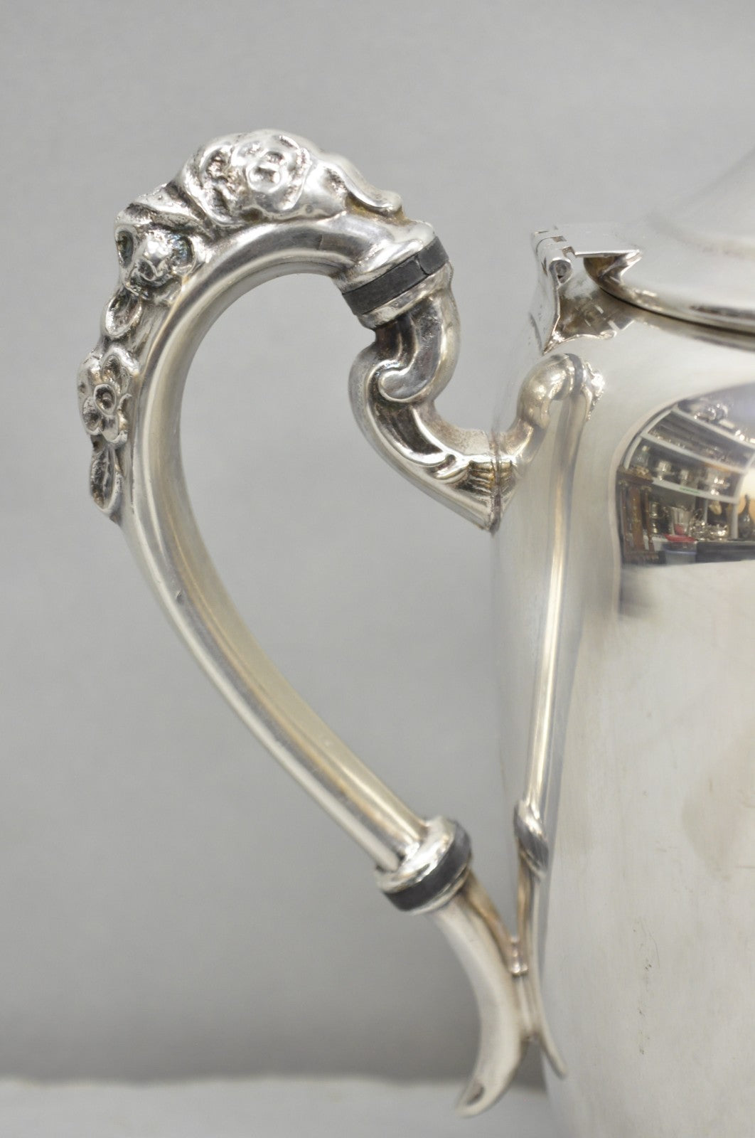 Vintage English Art Nouveau Silver Plated Tulip Flower Handle Design Teapot